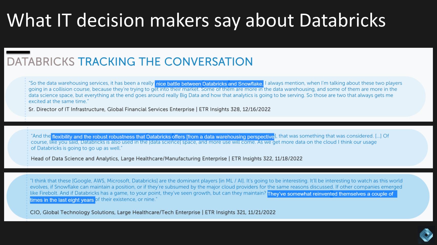 What IT decision makers say about Databricks - testimonials